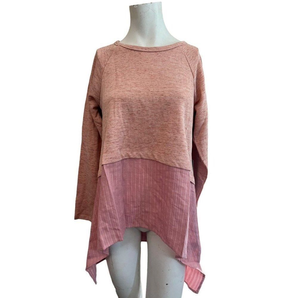 Doe & Rae Small Pink Long Sleeve Blouse Tunic Pullover Sweatshirt NWT